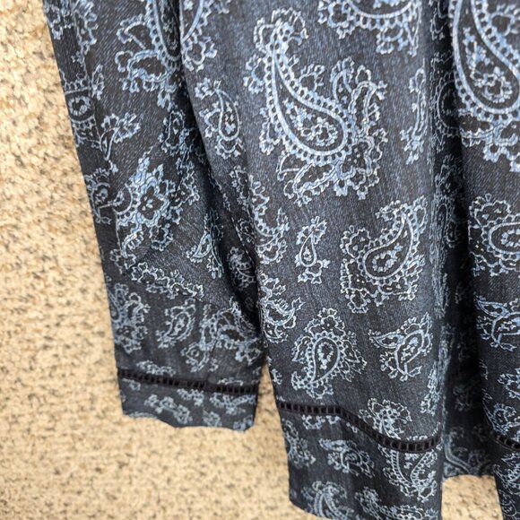 Michael Kors Top‎ Womens XS Blue Paisley Print Oversized Peasant Blouse Neck Tie - Picture 3 of 7